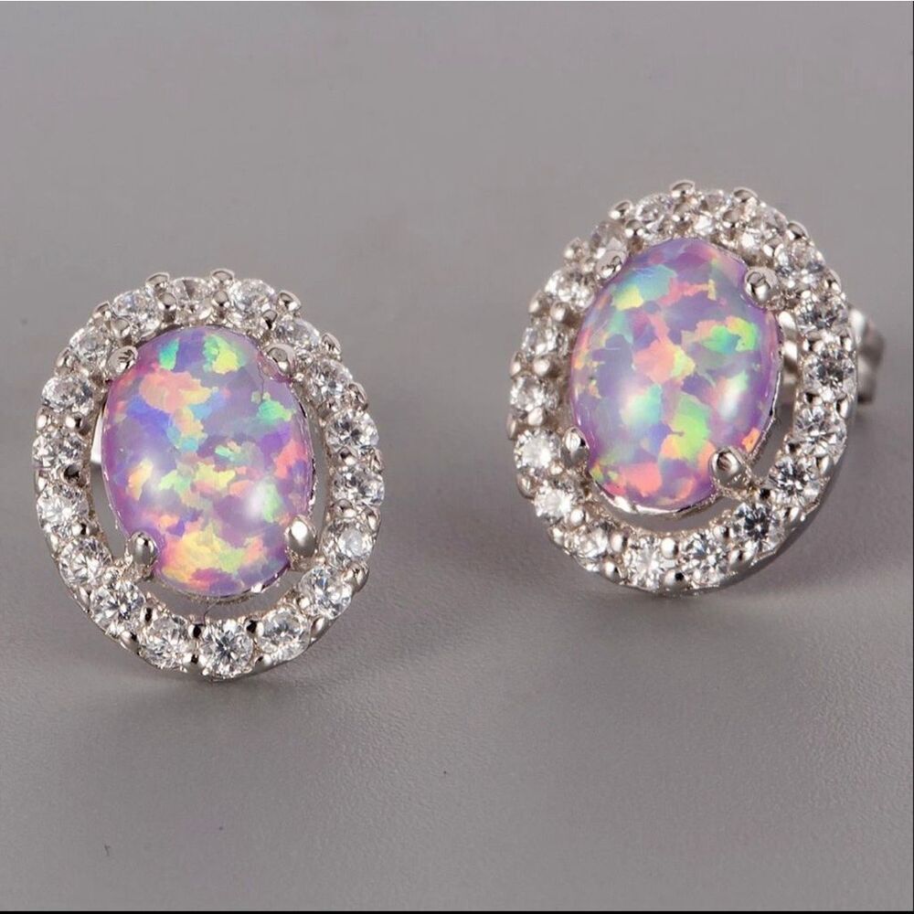 Lavender Fire Opal Earrings